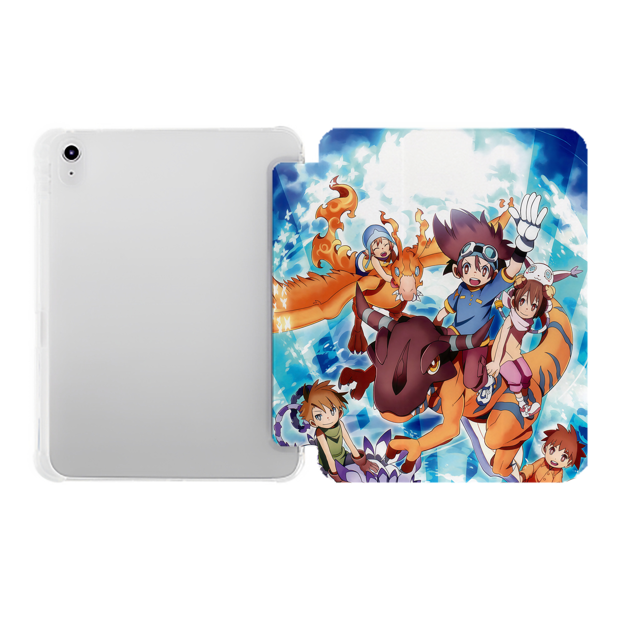 （画像用） Digimon デジタルモンスター/デジモン IPad ケース ペン収納付き 三つ折りスタンド PUレザー×シリコン 対応機種9.5/10.5/10.9インチ